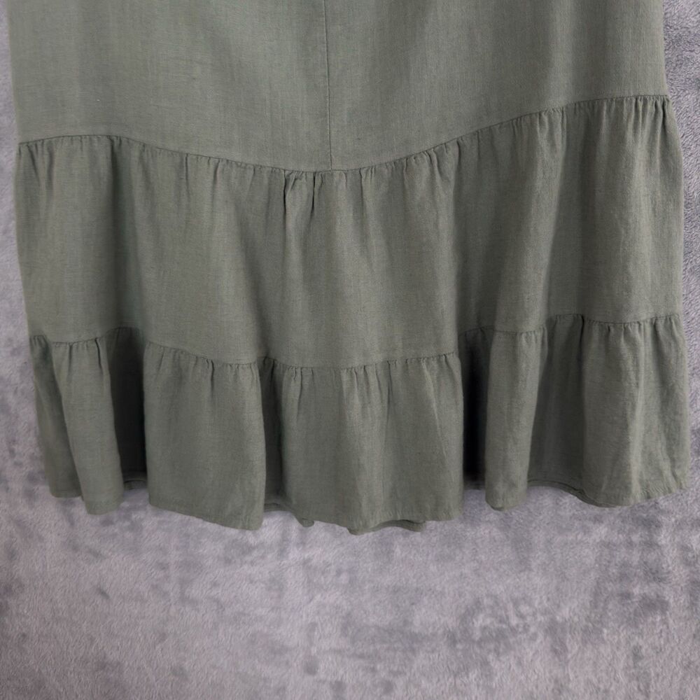 Bellambra Linen Cotton Dress Womens L Army Green Sleeveless Italy Lagenlook - Picture 8 of 11